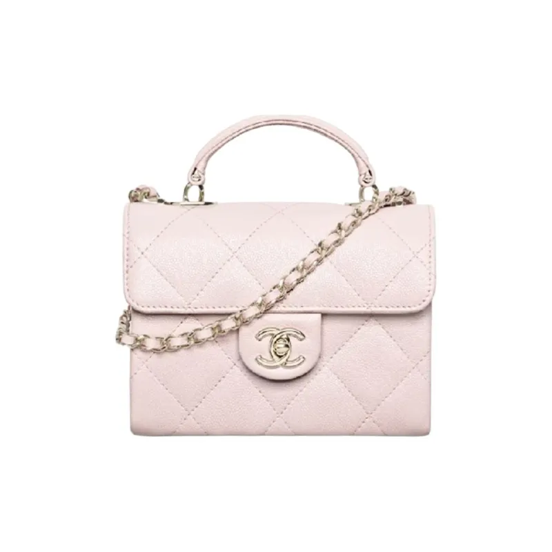 CHANEL Diamond Pattern One Shoulder Handbag Mini Women's Pink-0