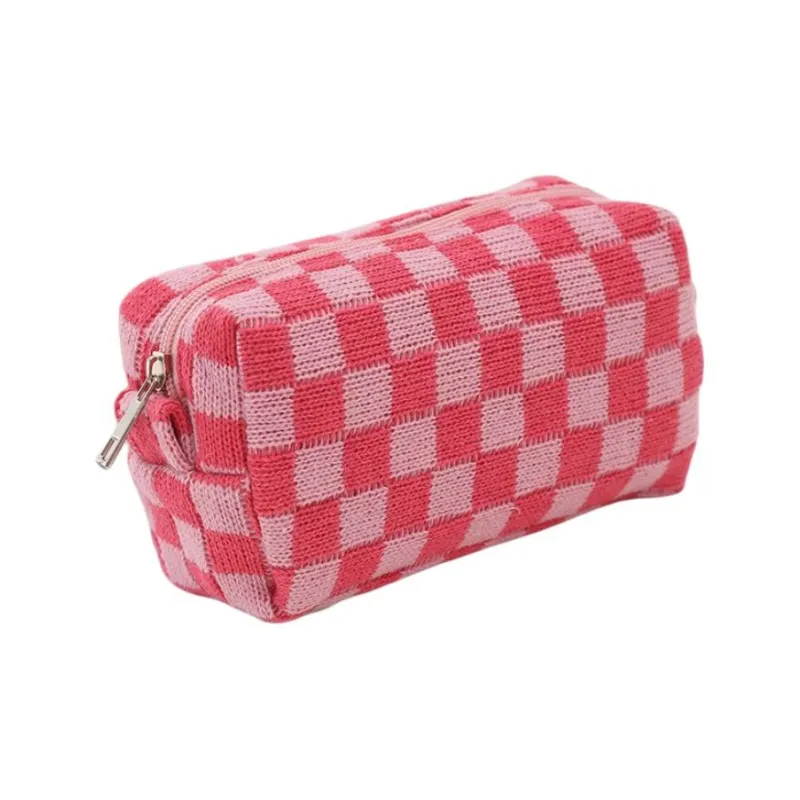 ZHIYIN Checkerboard Square Portable Storage Bag Large Capacity Travel Portable Multifunction Makeup Bag Make up Tools-2
