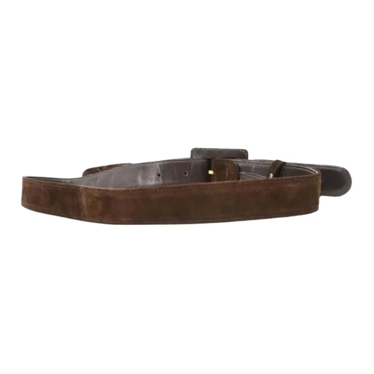 CHANEL Suede Belt Unisex Chocolate 2CM-1