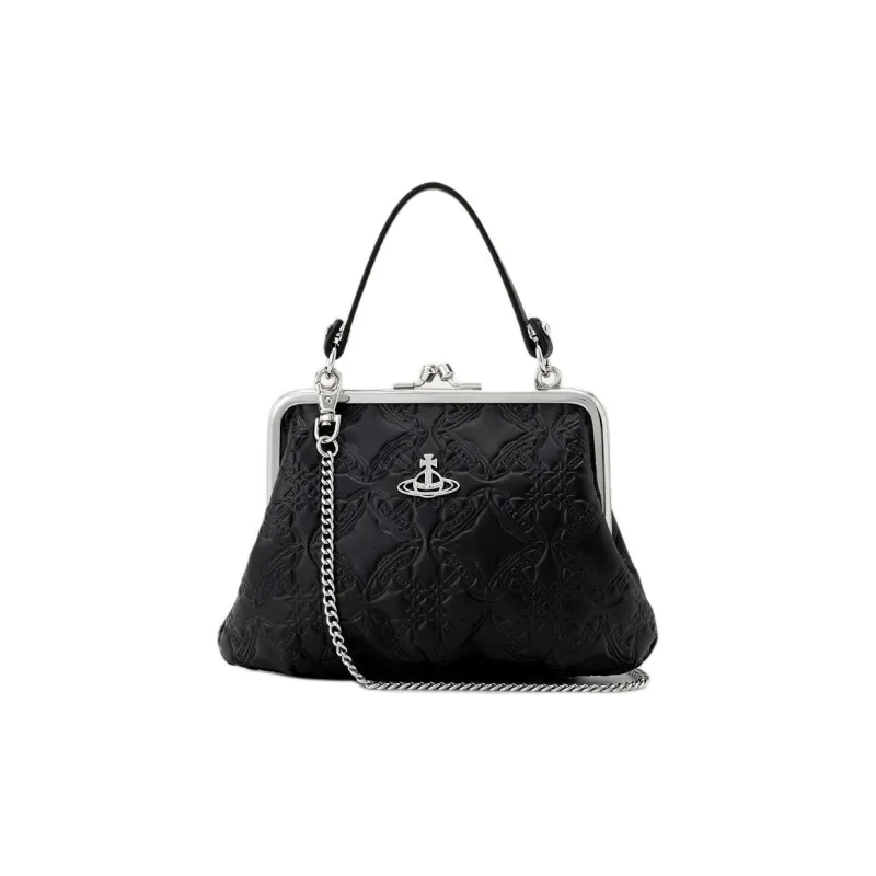Vivienne Westwood EMBOSSED Sheepskin One Shoulder Handbag Mini Women's Black-0