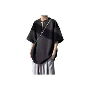 Wooden Rabbit Casual Trendy Brand Half Zip Niche Design Minimalist Style Loose Fit Elbow Length Sleeved Men's
