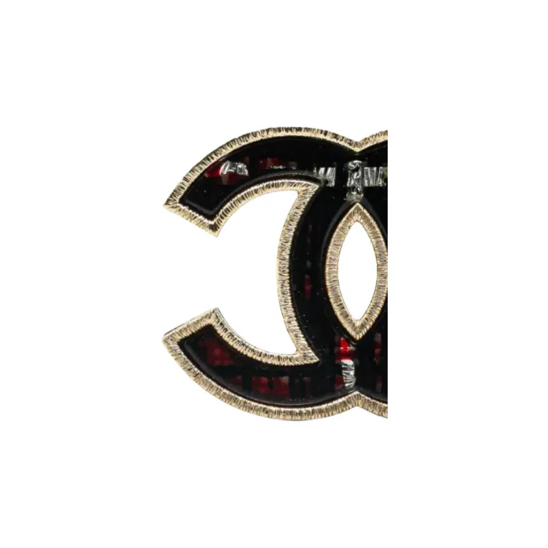 CHANEL Gold Plated, Crystal Brooches Women's Black-2