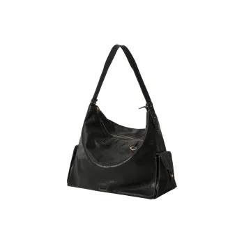 Songmont Cow Leather Hobo Bag, Crossbody Bag, Shoulder Bag Extra Large Unisex Smoky Ink Black