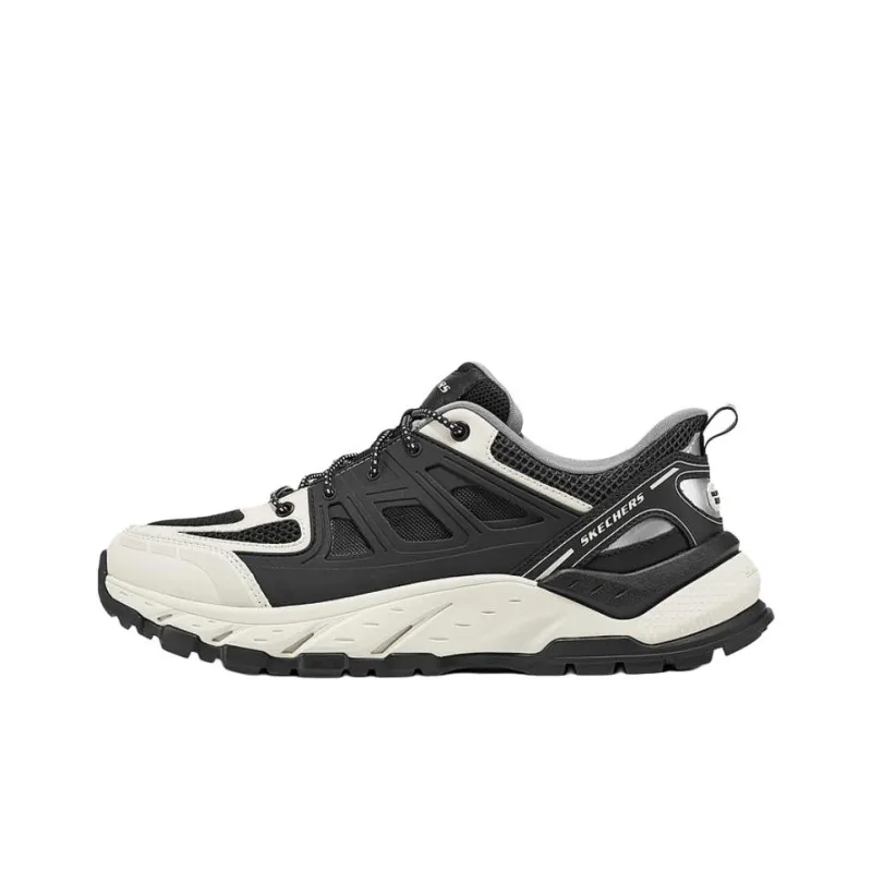 Skechers Abrasion Resistant Breathable Low Top Chunky Sneakers Men's Black White-0