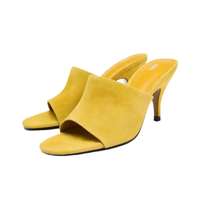 ZARA PU Polyurethane Abrasion Resistant Slide Slippers Women's Mustard-1
