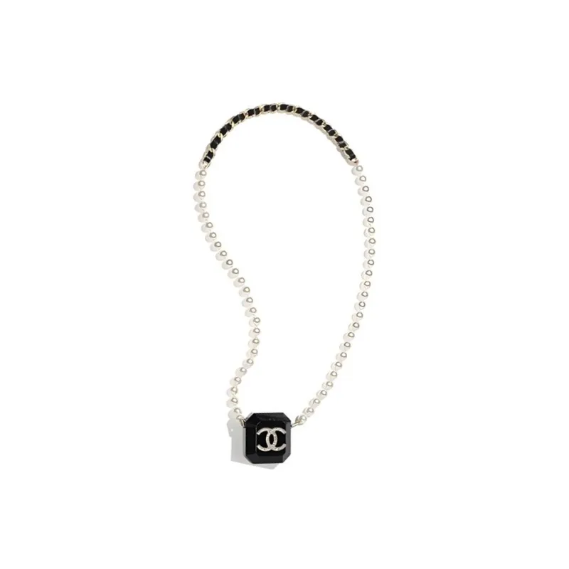 CHANEL Lambskin AirPods Headphone Necklace Pouch Earphone Case Women's Black-0