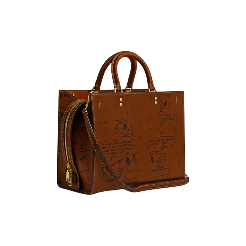 COACH PEANUTS Snoopy, Collaboration Rogue Leather Shoulder Bag, Crossbody Bag, Handbag Tubas Women's Brown-1