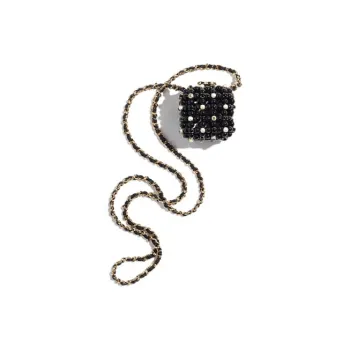 CHANEL Glass Beads Evening Bag, Crossbody Bag, Shoulder Bag Mini Women's Black & White