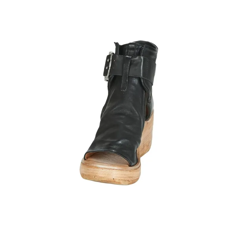 AirStep NOA BUCKLE One Strap Sandals 7cm Women's Black-4