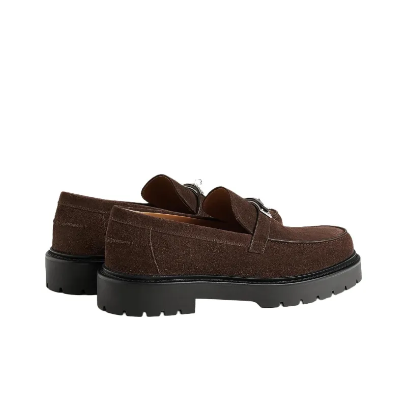 HERMES Icone Loafers Men's Brown-3