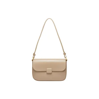 Narandu Cow Leather Synthetic Leather Small Square Bag Shoulder Bag Crossbody Bag Regular Women's Milk Tea Apricot