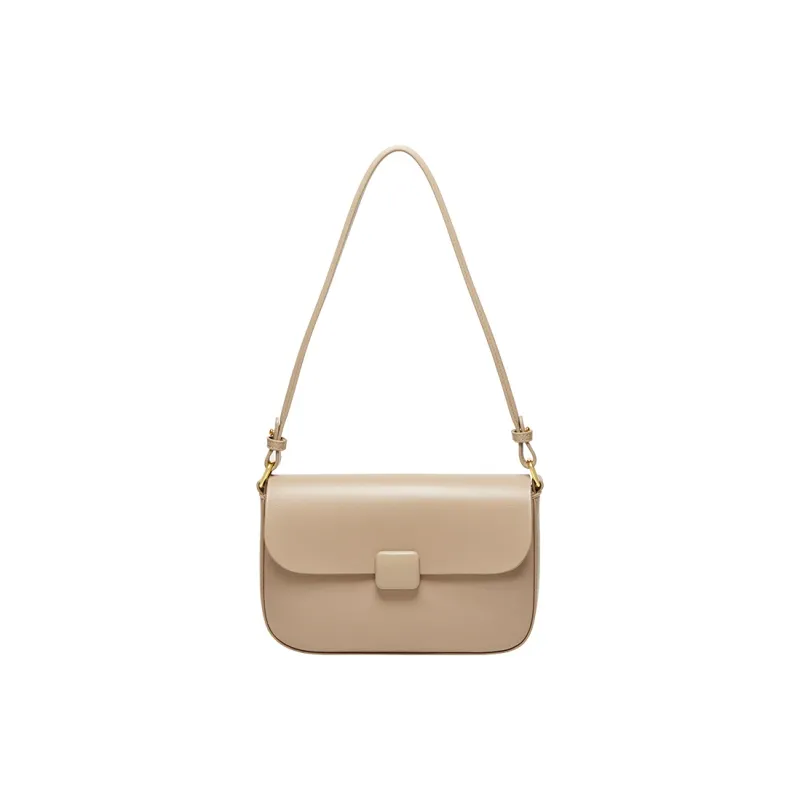 Narandu Cow Leather Synthetic Leather Small Square Bag Shoulder Bag Crossbody Bag Regular Women's Milk Tea Apricot-0