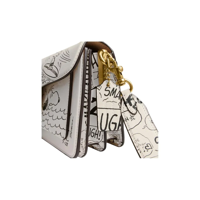 COACH PEANUTS Snoopy, Collaboration Tabby Leather Portable Crossbody Bag, Shoulder Bag Medium Size Women's Chalk White-4