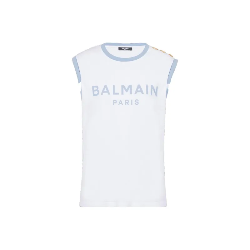 BALMAIN 3 Button Logo print Cotton Top-0