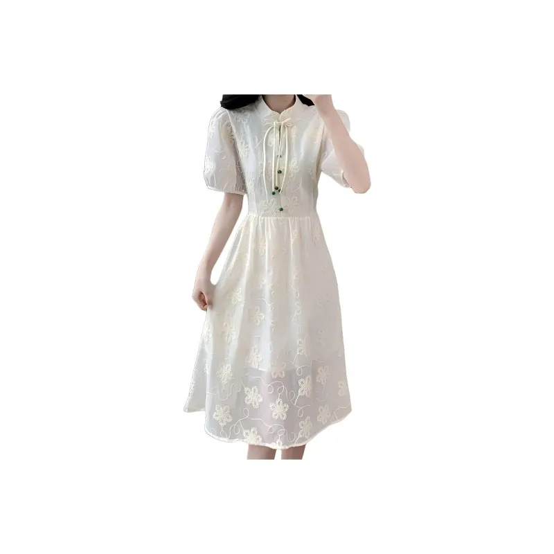Flowers In Water Short Sleeved Dress Women's-0