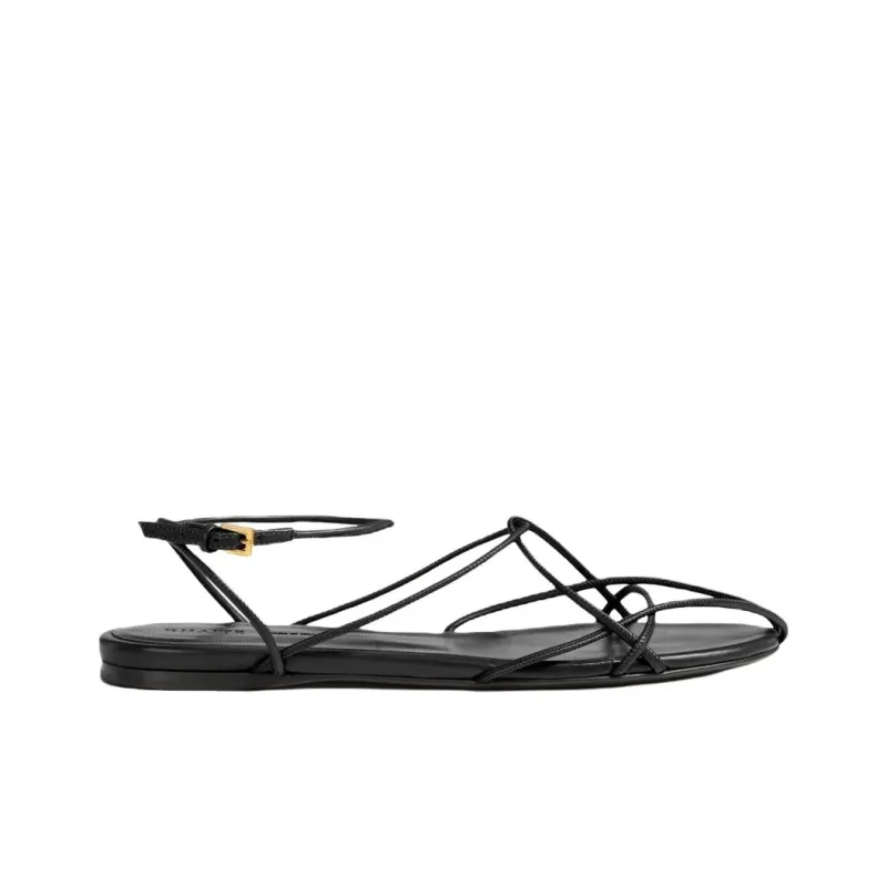 KHAITE Loulou One Strap Sandals Women's Black-1