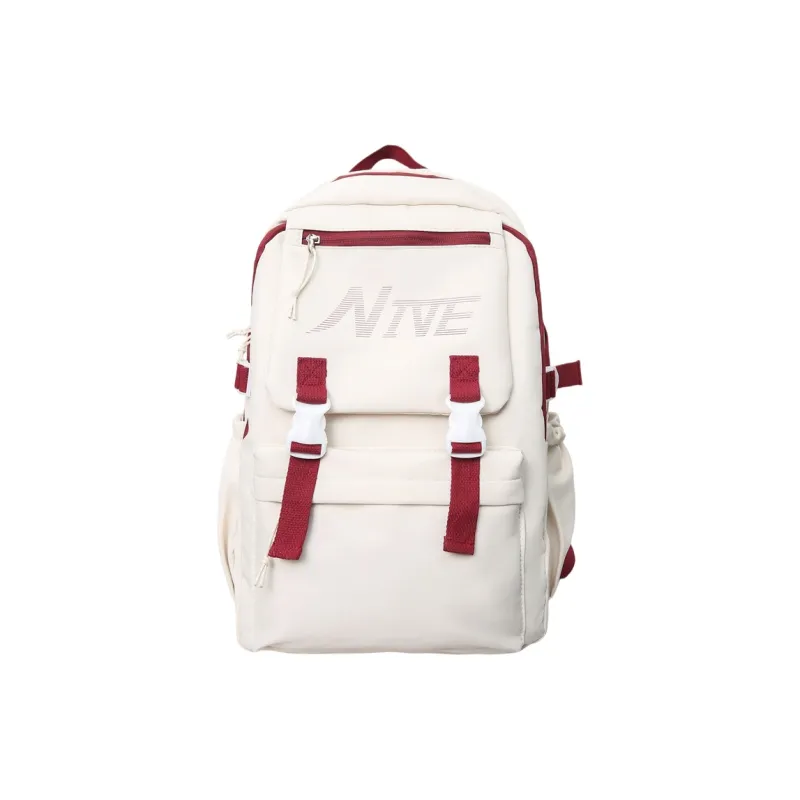 PULEWEI Nylon Backpack Regular Unisex White/Black/Burgundy/Light Blue-0