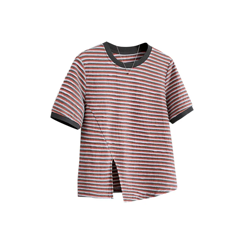 TOUCH T Shirt Women's Blue Green Stripes-8