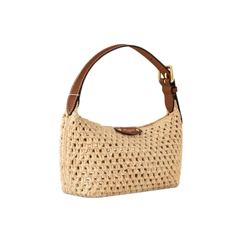 LOUIS VUITTON Hills Raffia Clutch Handbag Women's Apricot-1