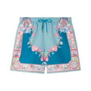 VERSACE SS25 Beach Shorts Men's Blue Green