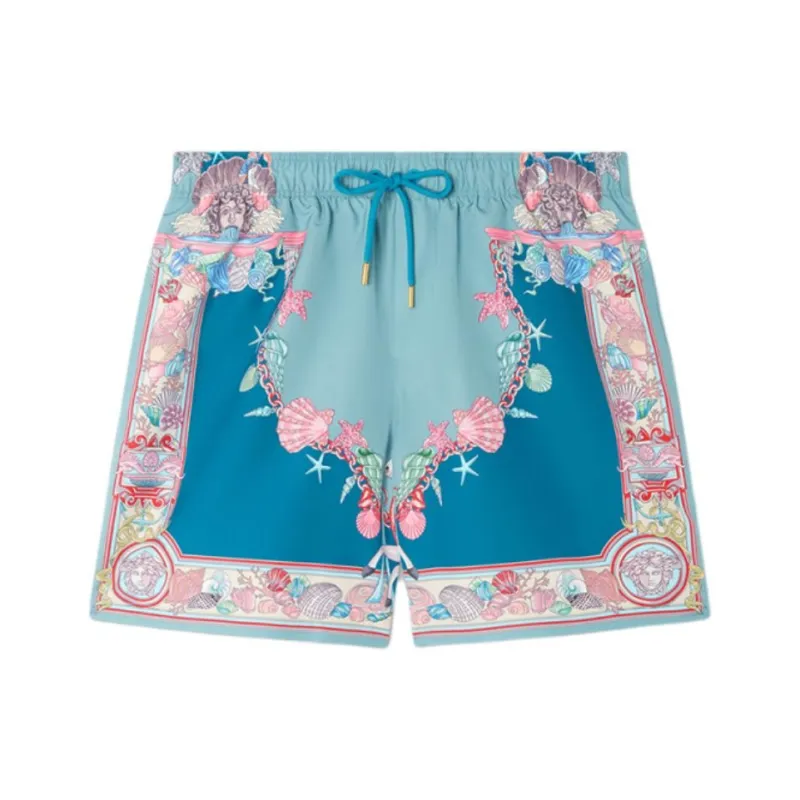 VERSACE SS25 Beach Shorts Men's Blue Green-0
