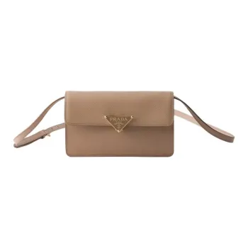 PRADA Saffiano Cow Leather Shoulder Bag Mini Women's Beige