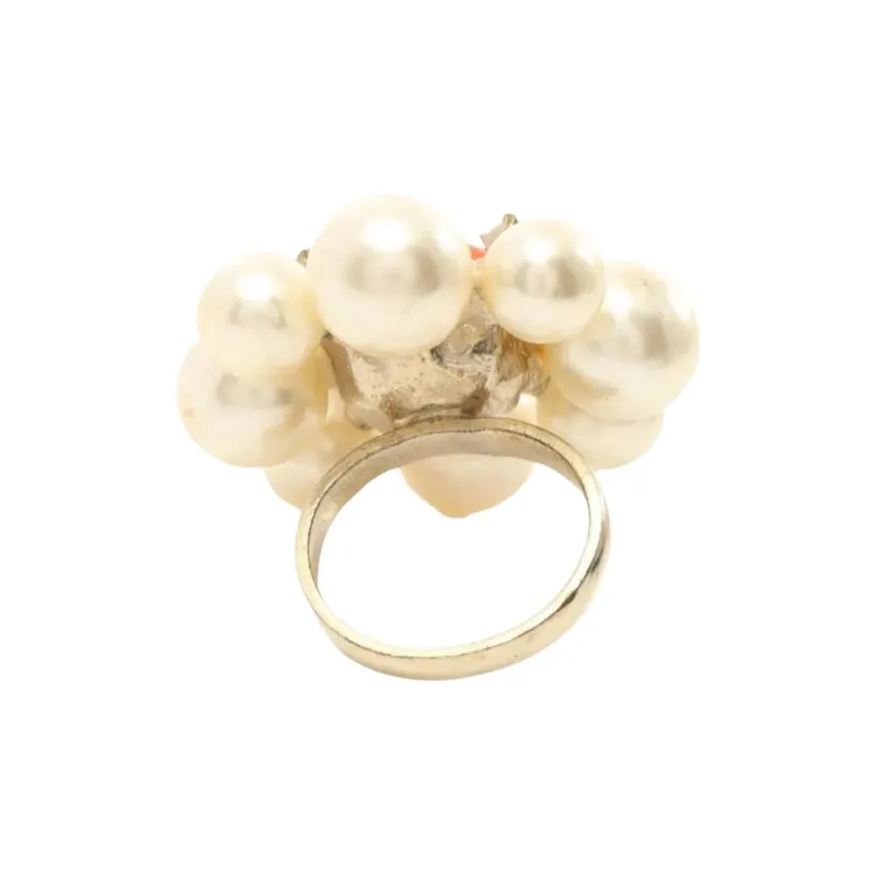 CHANEL Gold Plated, Artificial Pearl, Rhinestone Rings Women's Gold-1