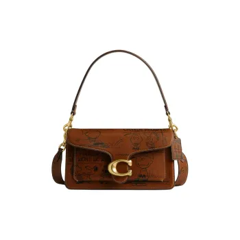 COACH PEANUTS Snoopy, Collaboration Tabby Leather Shoulder Bag, Crossbody Bag, Handbag Medium Size Women's Hazelnut