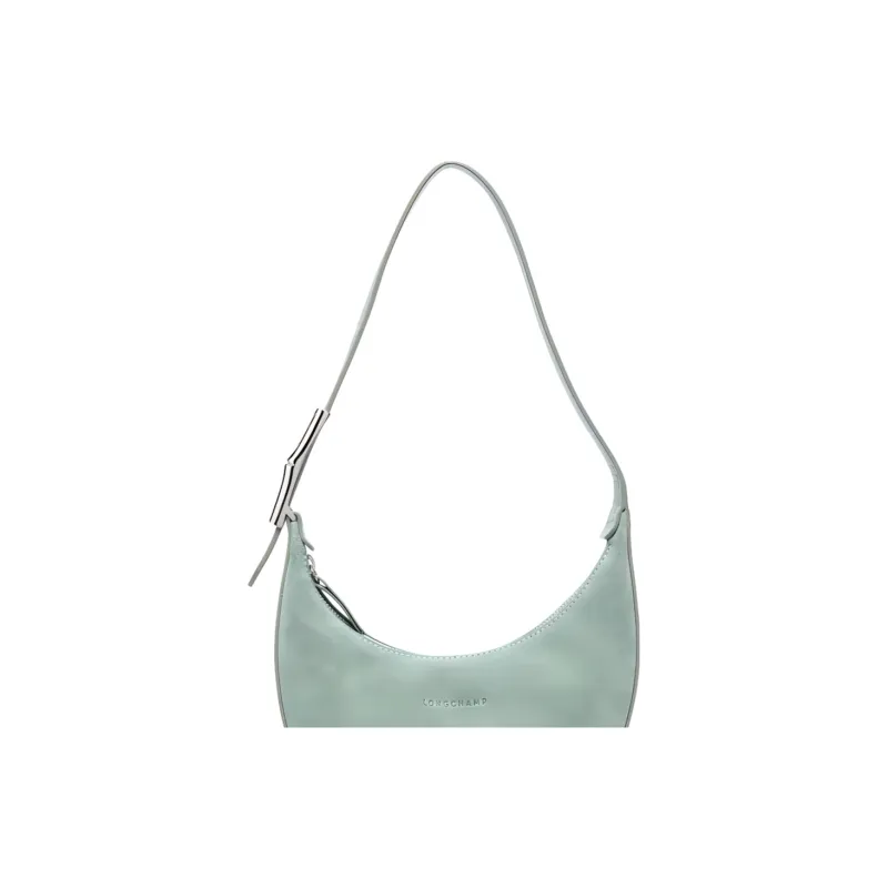 LONGCHAMP Roseau Essential Suede Cow Leather Shoulder Bag, Hobo Bag, Handbag Trumpets Women's Green-2