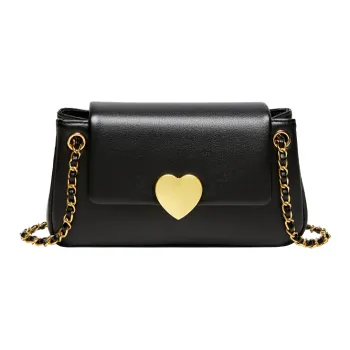 Narandu Cow Leather, Synthetic Leather Chain Bag, Shoulder Bag, Crossbody Bag Medium Size Women's Midnight Black/Ecru
