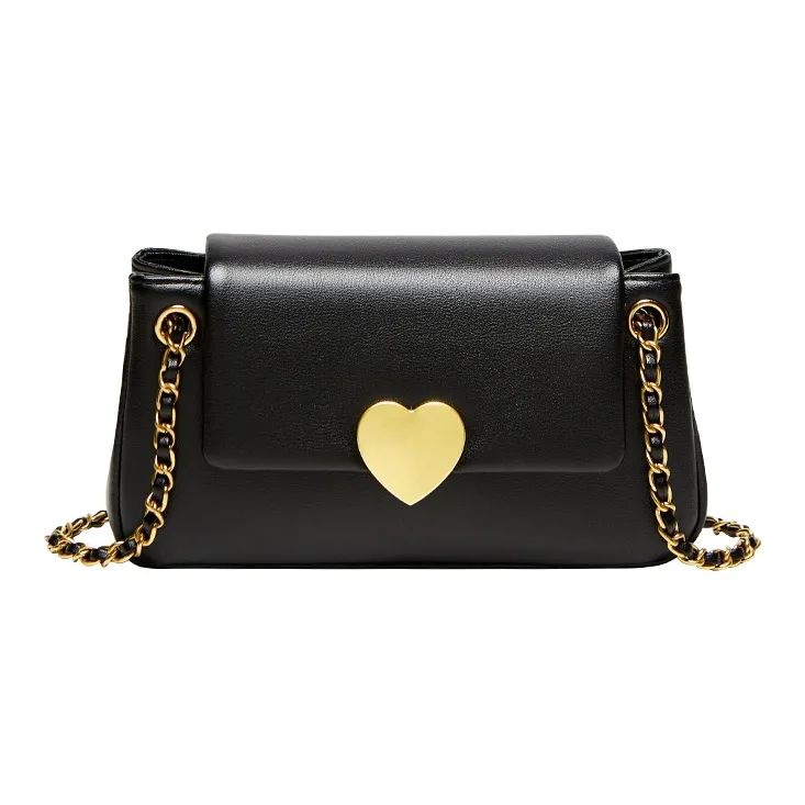 Narandu Cow Leather, Synthetic Leather Chain Bag, Shoulder Bag, Crossbody Bag Medium Size Women's Midnight Black/Ecru-0