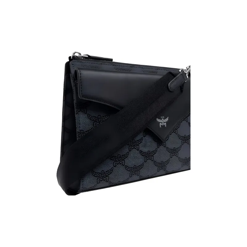 MCM Fabric One Shoulder Crossbody Clutch Trumpets Men's Gray-4