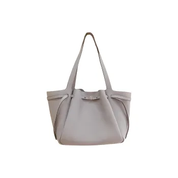 TORY BURCH Cow Leather Tote Bag, Shopping Bag, Shoulder Bag Medium Size Women's Light Heather Gray