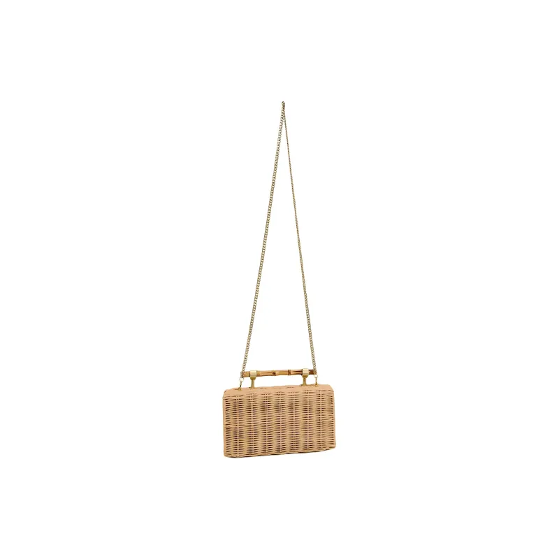 ZARA Rattan One Shoulder Box Handbag Trumpets Women's Natural Color-3