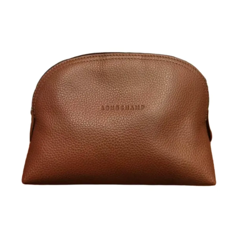 LONGCHAMP Le Foulonné Cow Leather Makeup Bag Unisex Caramel-0