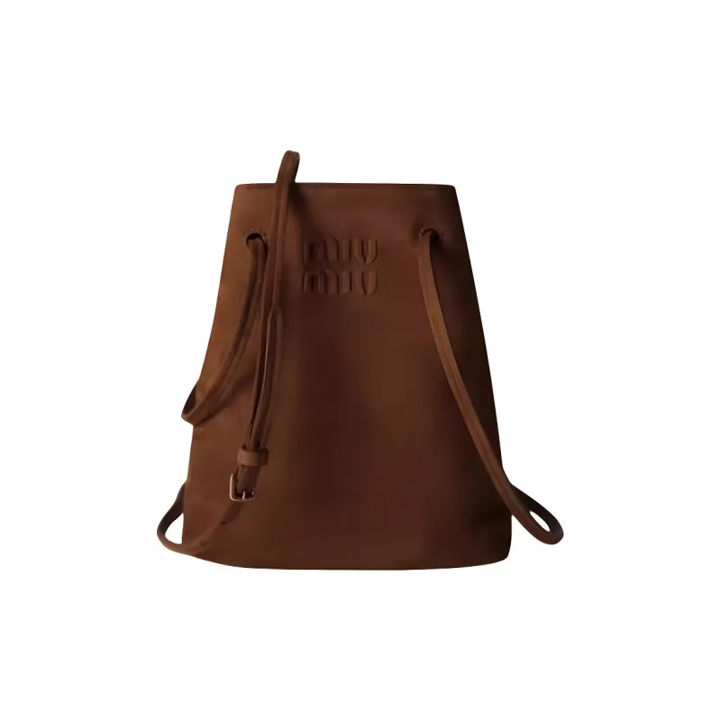 MIU MIU Lambskin Bucket Bag, Handbag, Shoulder Bag Mini Women's Cocoa Brown-0