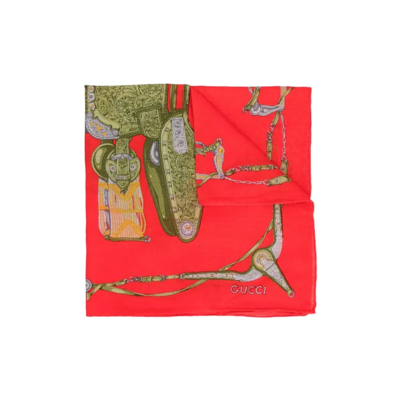 GUCCI Cotton Silk Scarves Unisex Multicolor-1