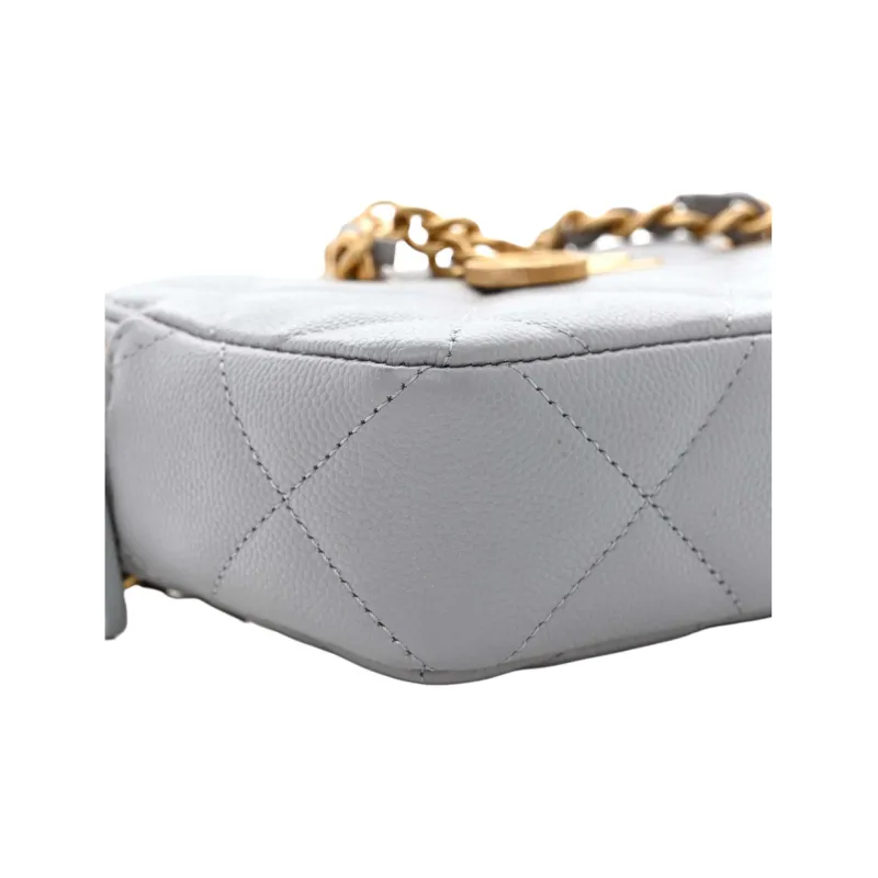 CHANEL Grain Cow Leather Cell Phone Pouch, Handbag, Shoulder Bag, Crossbody Bag Women's Gray-3
