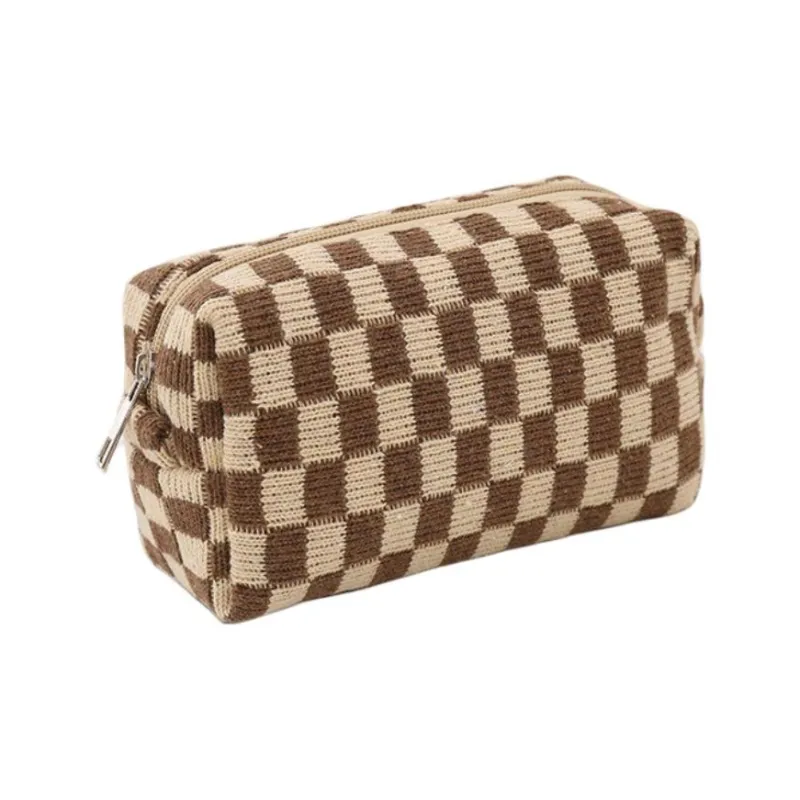 ZHIYIN Checkerboard Square Portable Storage Bag Large Capacity Travel Portable Multifunction Makeup Bag Make up Tools-6