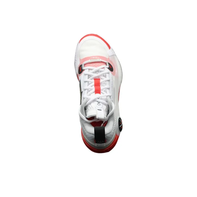 LiNing Abrasion Resistant Shock Absorbers Low Top Basketball Shoes Men's White Red-4