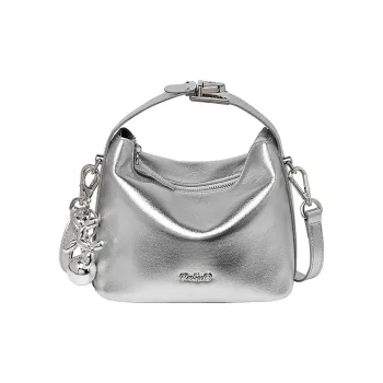 Narandu Synthetic Leather Shoulder Bag Dumpling Bag Crossbody Handbag Regular Women's Space Silver/Oat