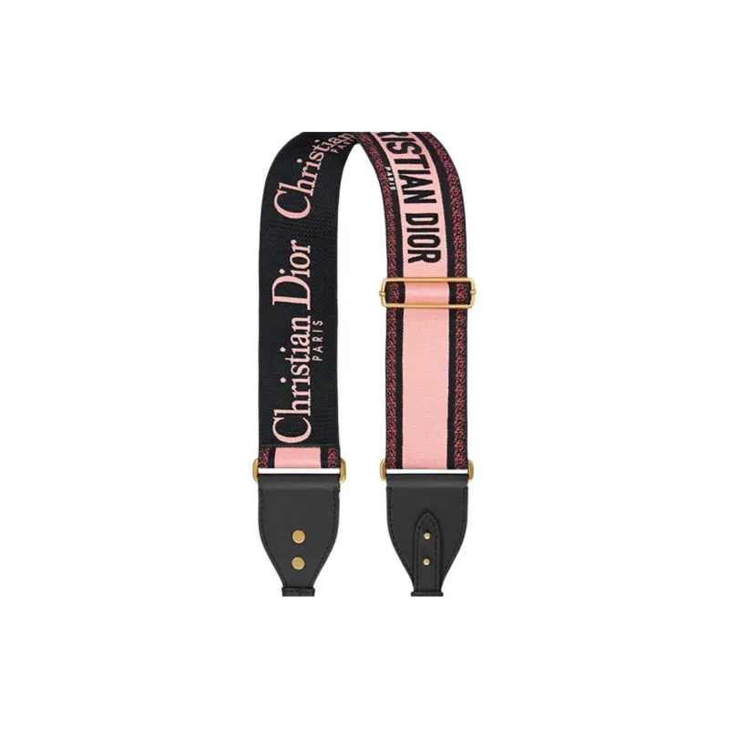 DIOR Cotton Bag Strap Women's Black & Pink-2