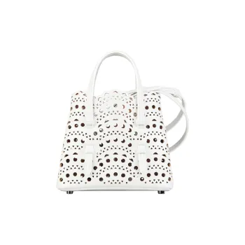 Alaia Calfskin Tote Bag, Shopping Bag, Crossbody Bag, Handbag Women's Optical White Color
