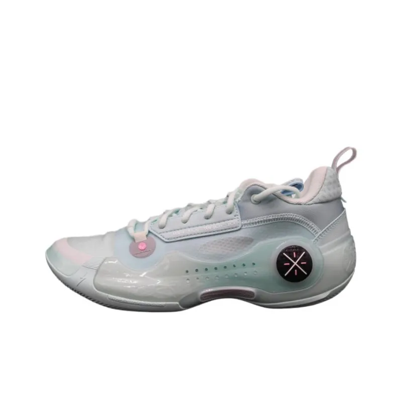 LiNing Abrasion Resistant Shock Absorbers Low Top Basketball Shoes Men's Blue Green-0