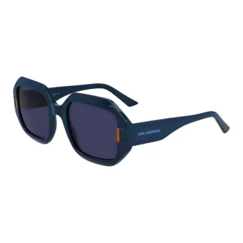 KARL LAGERFELD Titanium Stainless Steel Cellulose Acetate Irregular Shape Sunglasses Unisex Blue