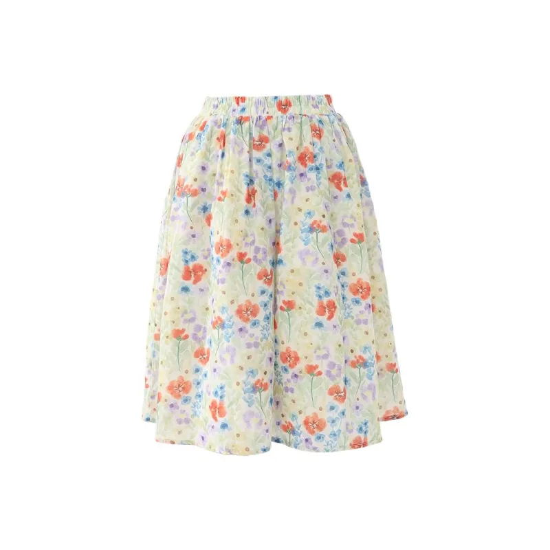 Rose Casual Long Skirts Women's Floral Skirt-1