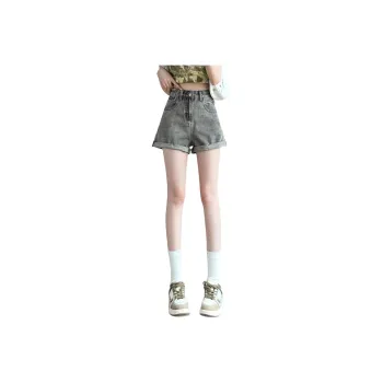 Tonlion Denim Shorts Women's Black Gray