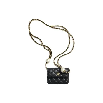 CHANEL Lambskin Shoulder Bag, Crossbody Bag Women's Black