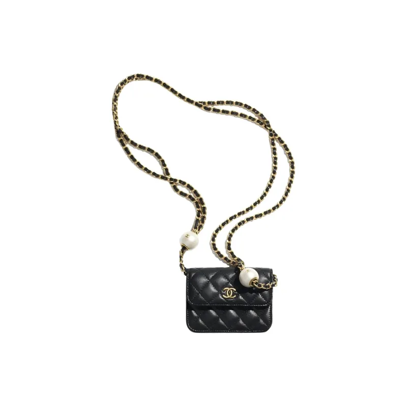 CHANEL Lambskin Shoulder Bag, Crossbody Bag Women's Black-0