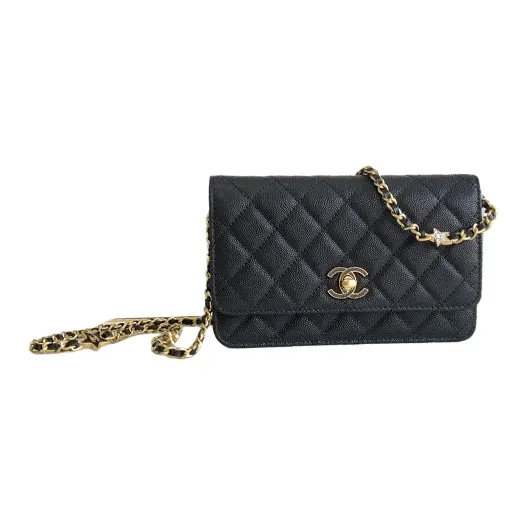 CHANEL WOC Litchi Grain Cow Leather Shoulder Bag, Crossbody Bag, Wallet Women's Black-1